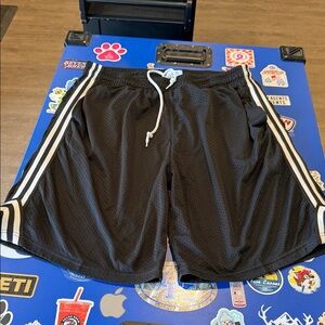 Men’s XXXL Champion Black Athletic Shorts with White Stripes